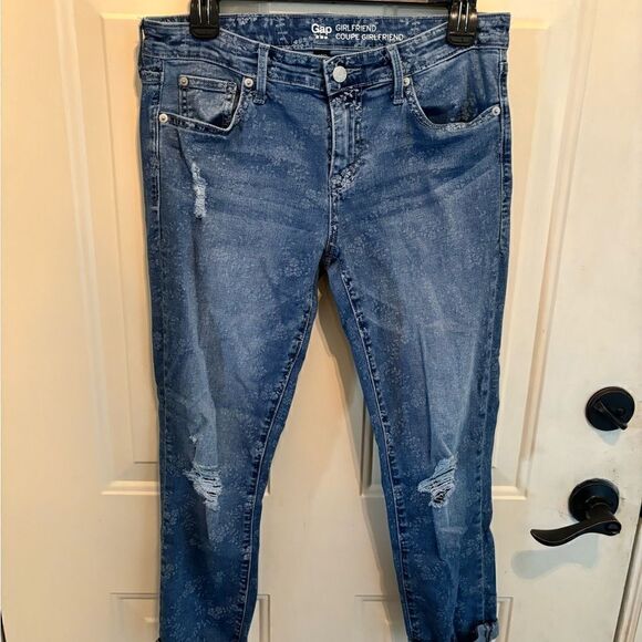 Gap Girlfriend Coupe Jeans with White Floral Print size 4 - Picture 7 of 7